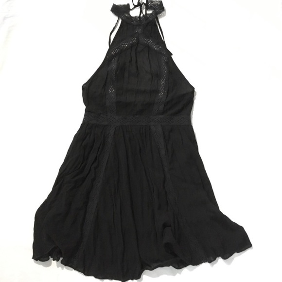 Black Lace Inset Halter Dress | Poshmark